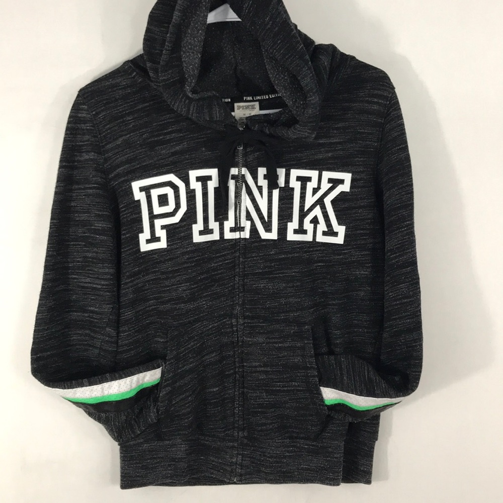 Victoria's Secret Pink Limited Edition Hoodie Racer Striped Sleeves